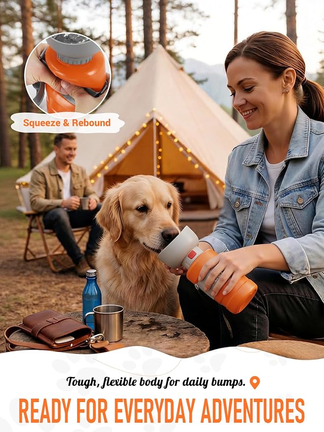 lesotc Dog Water Bottle Portable, 28oz Portable Dog Water Bottle with Bowl, Leak Proof Travel Bowl Dispenser for Dogs, One-Hand Squeeze Puppy Essentials for Walking, Hiking, Camping - Image 8