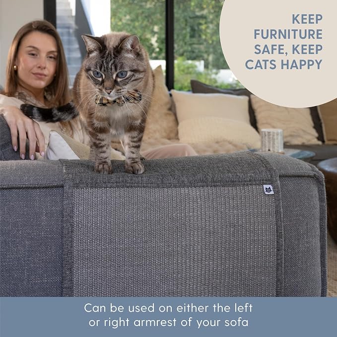 The Cat Ladies Cat Scratch Furniture Protector Mat - Couch Protector from Claws - Anti Scratch Furniture Protectors from Cats Scratching - Sisal Scratcher Pad - Dark Grey - Image 2