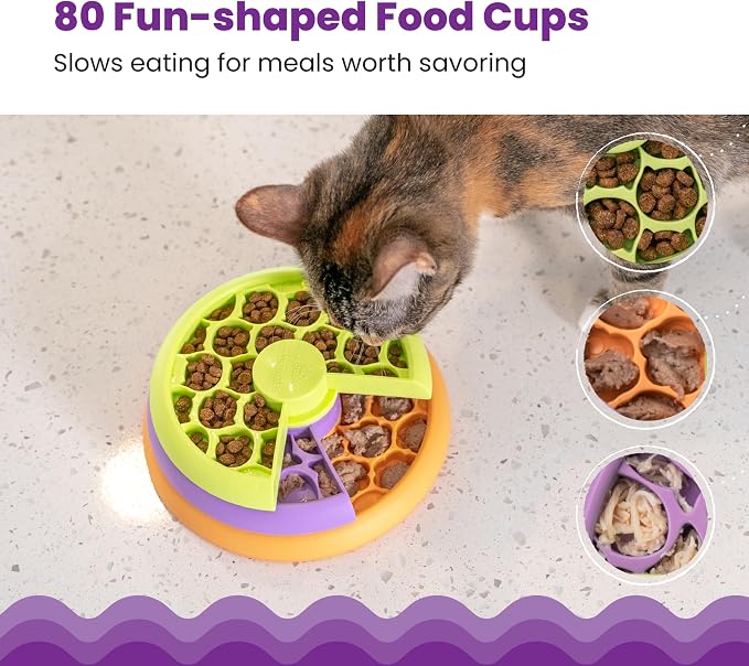 Catstages Kitty Lickin' Layers Interactive Cat Slow Feeder Treat Puzzle Toy, Dry or Wet Food, Mental Stimulation, Foraging Toy with 80+ Compartments (Pack of 12) - Image 4
