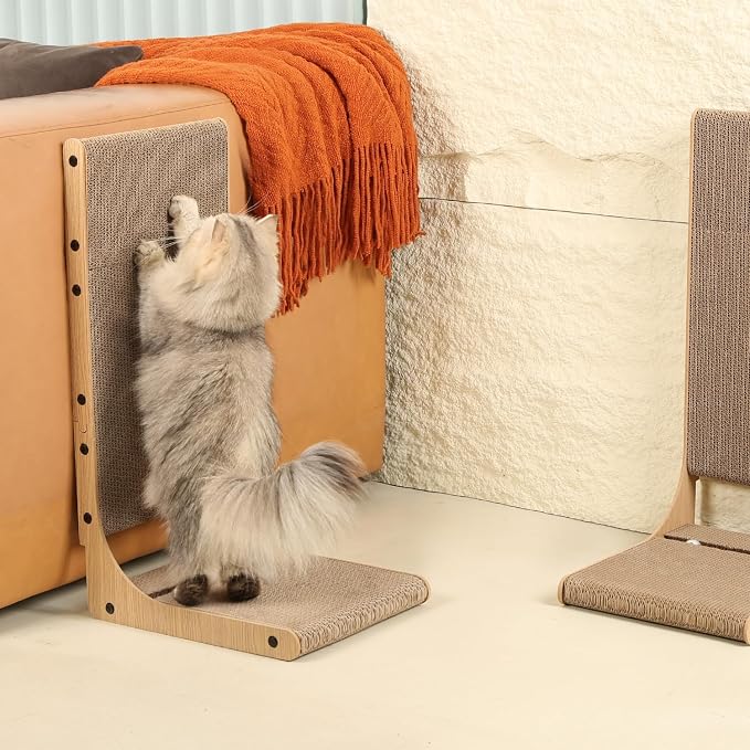 Zakkart 2-Pack Cat Scratching Board, 25.6'' Tall Cardboard L Shape Vertical Cat Scratchers for Indoor Cats, Cat Scratching Post for Wall and Couch, Large - Image 6