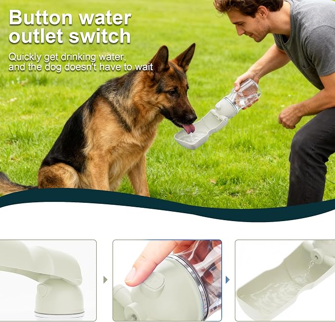 Amerisun Dog Water Bottle, 16.9 OZ Collapsible Leak-Proof Pet Water Bowl | Collapsible Water Bottle,Suitable for Dog, Cat, Puppy, Guinea Pig, Hamster & Bunny. Ideal for Walking, Hiking（A012B-White） - Image 3