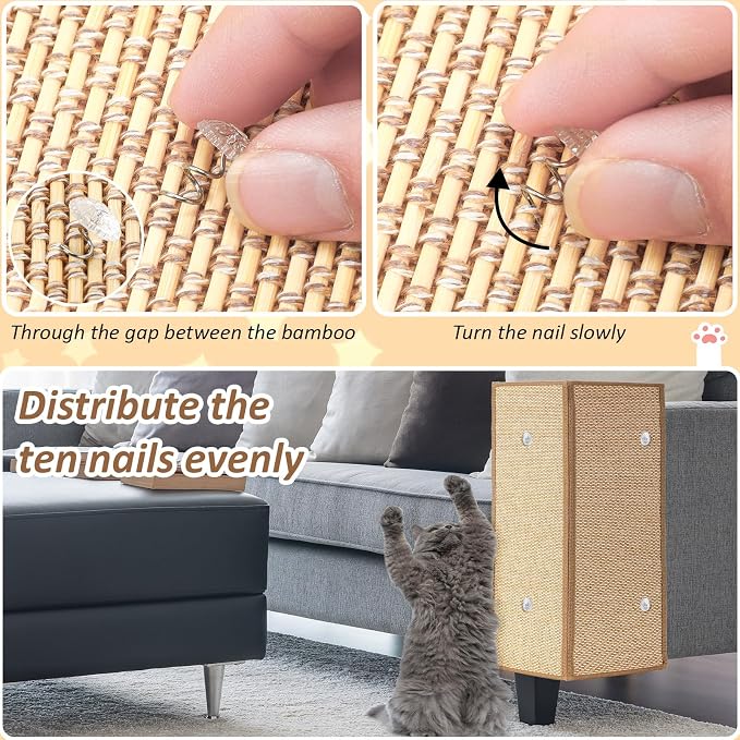Newwiee 2 Pcs 23.6 x 15.7 Inch Couch Cat Scratch Protector Sofa Cat Scratching Mat with Helical Nails, Protector Pads for Pet Indoor Furniture Sofa Couch Covers Carpet - Image 4