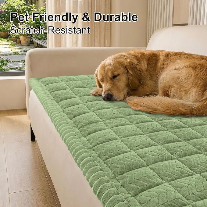 Smiry Couch Cover for Dogs, Non Slip Fuzzy Pet Sofa Covers Washable | Sofa Slipcovers for 2 Cushion Couch, Soft Thick Furniture Protector for Cats Dogs, Against Fur, Dirt, Scratch (27.6"x47") - Image 9
