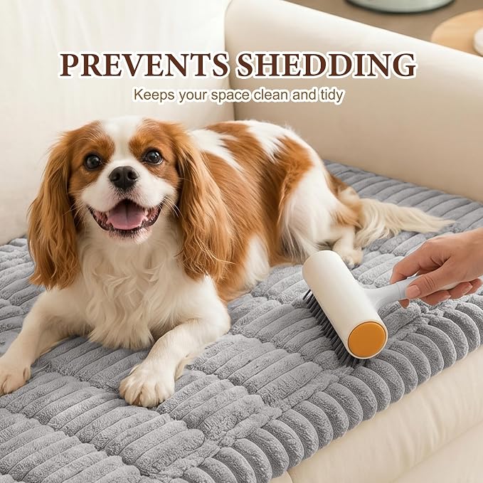 MEETSKY Couch Arm Covers for Dogs, Non Slip Plush Chair Covers Washable | Plush Sofa Protector, Pet Hair & Scratch Protection for Armrest/Backrest, Against Fur, Dirt, Light Grey, 27.6" x 27.6" - Image 7