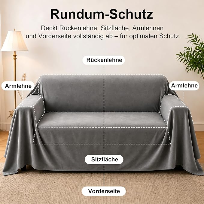 Loiion Cat Scratch Couch Cover Waterproof Sofa Cover 118"x71" Gray | Pet-Friendly Couch Protector, Anti-Scratch & Non Slip Sofa Cover For Cats Dogs Kids, Machine Washable - Image 8