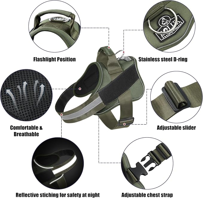 Dog Harness, No-Pull Reflective Dog Vest, Breathable Adjustable Pet Harness with Handle for Outdoor Walking - No More Pulling, Tugging or Choking - Image 2