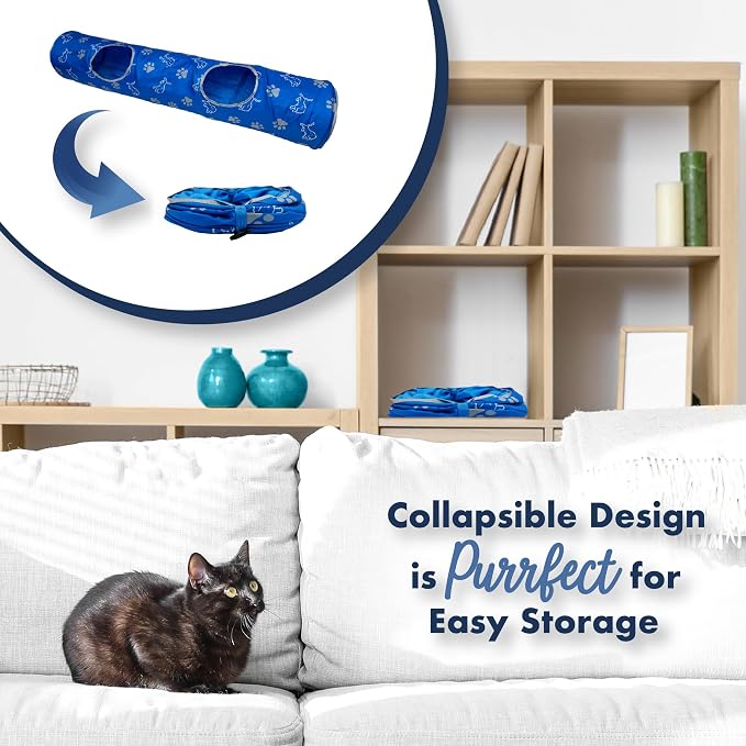 NFL Detroit Lions Cat Tunnel Tube Toy with Plush Football Catnip and Feathers Collapsible Tunnel for Cats to Play, Peek and Hide, Sporty & Fun Cat Tunnel Toy with Team Logo All-Over Design! - Image 8
