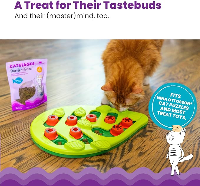 Catstages by Nina Ottosson Purrfect Bitez Natural Crunchy Cat Treats for Puzzles, Toys, Feeders, & Training, USA-Made, Real Whitefish Flavor, 4oz - Image 4