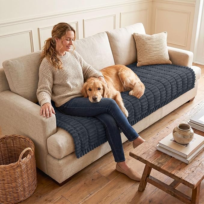 hyha Couch Cover for Dogs, Washable Non Slip Plush Flannel Sofa Protector | Thick Flannel, Anti-Slip Backing, Pet Hair & Scratch Protection, Fits Sofa & Loveseat (35.4" x 95") - Image 2