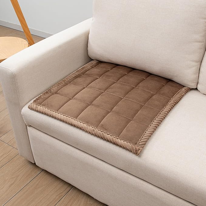 Couch Cover for Dogs Washable Pet Bed Fuzzy Pet Couch Covers Nonslip Couch Slipcover for Dogs, Kids, Pets Friendly Sofa Cover Loveseat Covers (Brown, 21''x21''/Square) by TAOMOCASTL