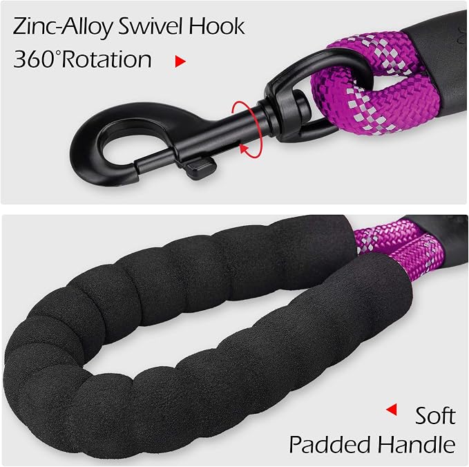 PoyPet Dog Harness and Leash Set, No Pull Vest with Front Clip and Handle | Escape Proof, Reflective, 3 Buckles, 2 D-rings, Adjustable, Soft Padded, 5 Feet Leash, for Walking Training, Purple, S - Image 4