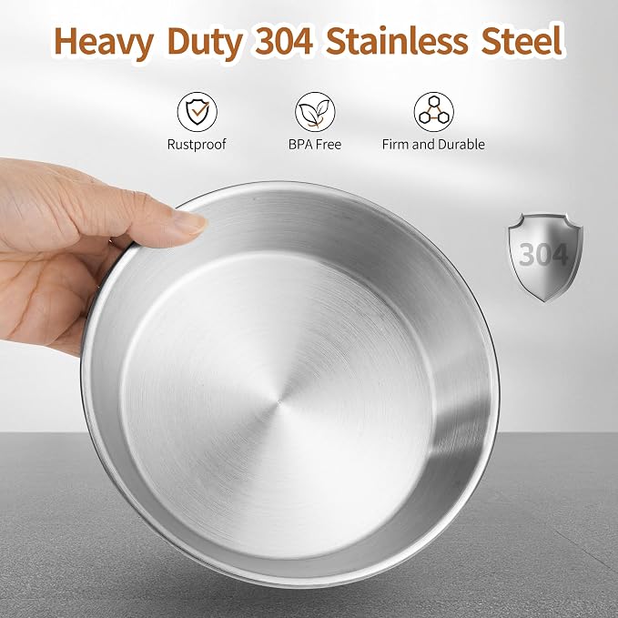 WROSWT Elevated Cat Bowls, 304 Stainless Steel Raised Cat Food Bowl, Wide Shallow Anti-Vomiting Cat Dish for Whisker Fatigue Relief, Non-Slip Silicone Base Dishes for Solo Use, 2 Set - Image 4