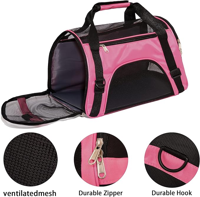 MuchL Pet Carrier Soft-Sided Carriers for Cat Carriers Dog Carrier for Small Medium Cats Dogs Puppies Pet Carrier Airline Approved Cat Dog Pet Travel Carrier (Medium,Pink) - Image 5