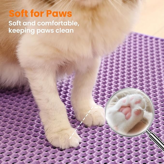 Cat Litter Mat, Double Layer Honeycomb Litter Box Mat | 24x18”, Efficient Litter Trapping, Easy to Clean, Waterproof, Non-Slip, Soft on Paws, Scratch Resistant, Purple, Large - Image 7