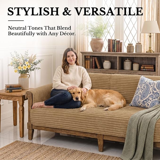 Smiry Waterproof Couch Cover for Dogs, Washable Non Slip Plush Protector | Waterproof Protection, Plush Flannel, Non Slip Backing, Pet Hair & Scratch Protection, Soft Cover (36" x 82.7") - Image 2