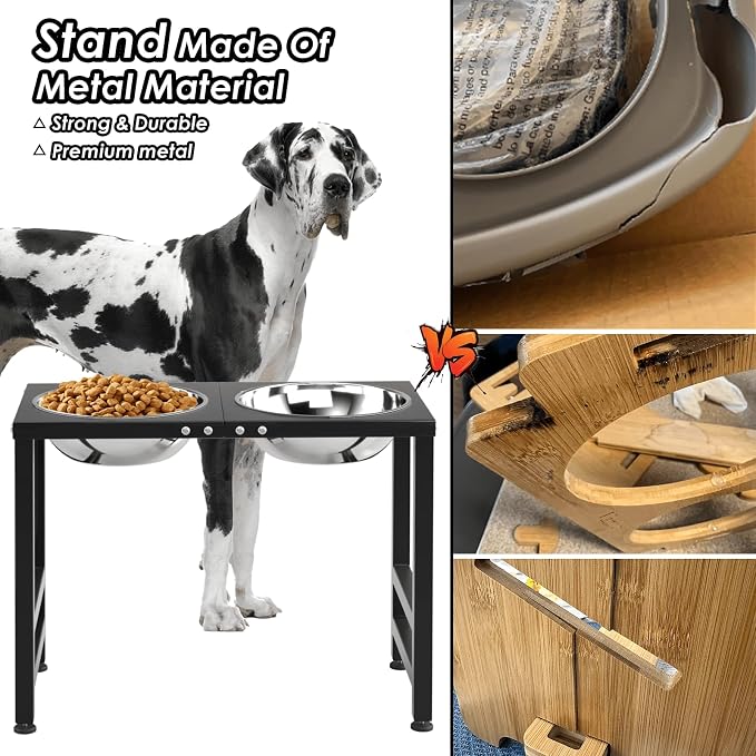 Metal Elevated Dog Bowls for Large Extral Large Breed Raised Dog Bowl Stand with Sprill Proof Mat and 3000ML Pet Bowls, 17" Tall Food & Water Feeder for Extra Large Breed - Image 4