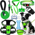 No Pull Dog Harness Adjustable Collar & Leash Set - Dog Halter Harnesses Collapsible Bowls & Poop Bag Dispenser Muzzle ID Tags Toys Fits Small Medium Large Dogs (Green-M) by Unknown