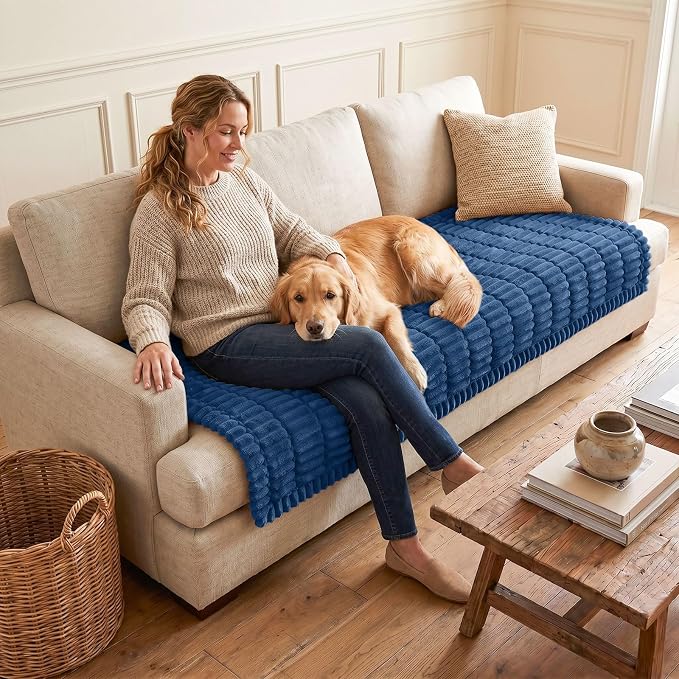 hyha Couch Cover for Dogs, Washable Non Slip Plush Flannel Sofa Protector | Thick Flannel, Anti-Slip Backing, Pet Hair & Scratch Protection, Fits Sofa & Loveseat (35.4" x 35.4") - Image 2