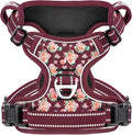 HEELE Dog Harness, Reflective, No Pull No Choke, Flower Burgundy, S | Front Clip for Small Dog Harness, 2 Metal Rings with Handle, Adjustable, Soft Breathable Padded Pet Vest for Night Walking by HEELE