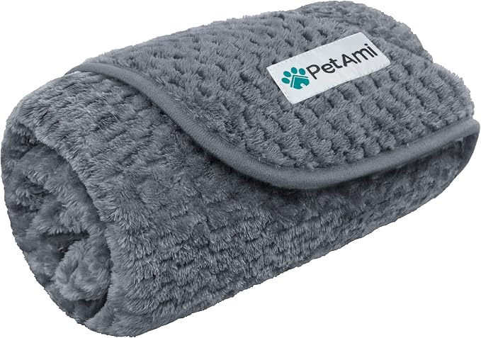 PetAmi Waterproof Dog Blanket, Leakproof Puppy Blanket, 24x32 Dark Gray | For Small Medium Pets, Furniture Sofa Couch Cover Protector, Fleece Throw Indoor Cat Kitten, Reversible Washable Soft Plush by PetAmi