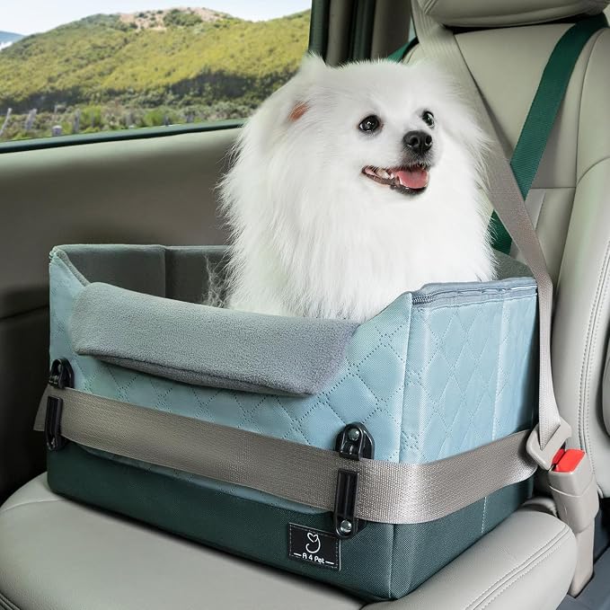 A 4 Pet Dog Car Seats for Small Dogs, Under 25 lbs, Patent Buckles | Adjustable leash, frame support, reduces anxiety, for cars/SUV/pickup by A4PET
