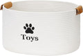 Dog Toy Basket Large, Quality Cotton Rope Dog Toy Bin (18x13x10’’) | Cute Paw Print Large Basket for Dog Toys, Portable Toy Storage Organizer with Handles for Pet Supplies, Toys & Accessories by Jumpress