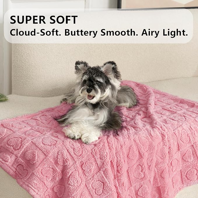 gogobunny Large Pet Blanket for Dogs Cats, Ultra Soft 300GSM Coral Fleece Washable Furniture Protector for Couch Bed Car Seat, Calming Crate Mat Blanket for Large Breeds, Pink, 50x60IN - Image 3