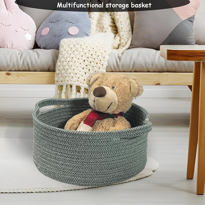 COMFY-HOMI Round Rope Basket with Handles for Shelves,Toys,Book, Cloth Storage Baskets for Organizing Toy Decorative Organizer for Living Room, Bathroom - Image 4