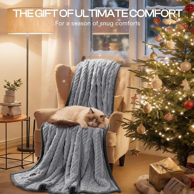 Luciphia Waterproof Blanket for Twin Bed Reversible Fleece Couch Cover | Reversible waterproof pet blanket soft fleece machine washable protect couch bed, Light Grey 85" x 57" - Image 8