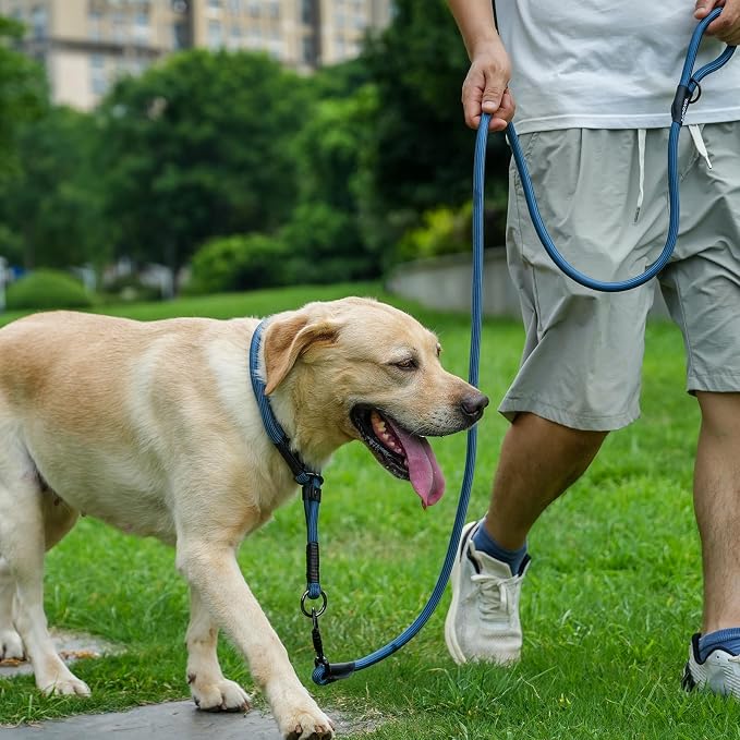 Long Dog Leash, 10ft 30ft 50 feet Heavy Duty Dog Training Leash, Aviation Aluminum Auto Locking Carabiner, Nylon Rope Long Line Check Cord Recall Lead for Yard,Playing,Camping,Navy Blue,50FT - Image 7