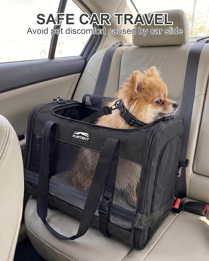 Soft-Sided Large Cat Carrier for 2 Cats, Spacious Foldable Pet Travel Carrier for Large Cats up to 25 Lbs, Double Cat Bag with Shoulder Strap, 20x13x13 Inch, Fits Maine Coon and Small Dogs, Black | Spacious 20×13×13 in design with reinforced frame for ... - Image 8