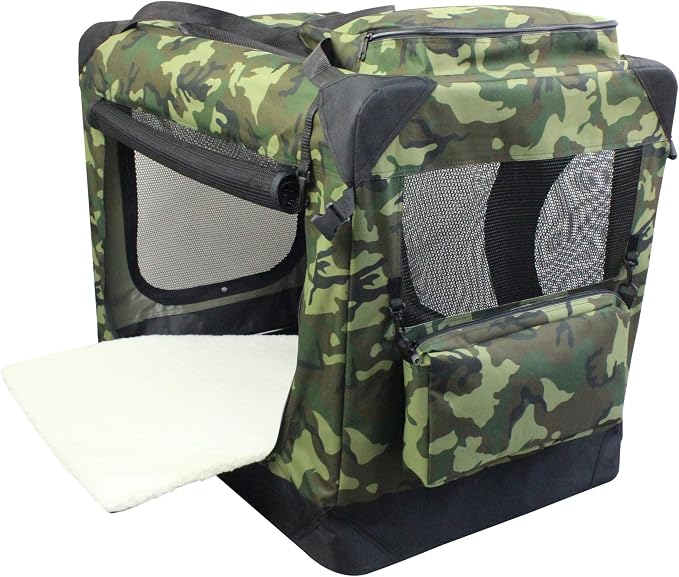 EliteField 3-Door Soft Dog Crate with Bed & Carrying Bag (2-Year Warranty) | 3 Mesh Doors, Steel Frame, Removable & Washable Crate Cover and Bed Cover, Storage Pockets, Indoor/Outdoor, Foldable - Image 3