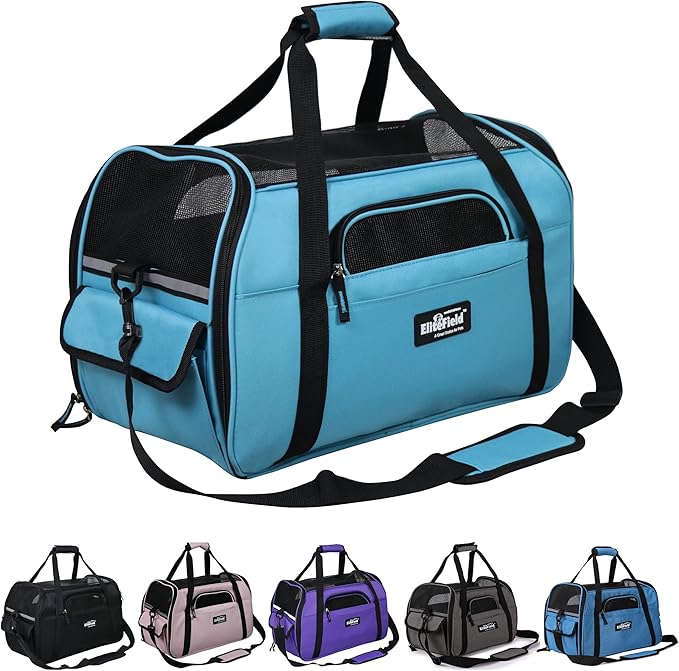 EliteField Soft-Sided Pet Carrier for Cats & Small Dogs (3-Year Warranty) | Airline Approved, Removable Bed & Cover, Built-In Leash, Luggage Sleeve, Seat Belt Loop, Waterproof, Durable, Foldable by EliteField