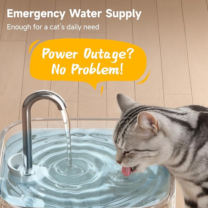 PETTEN Glass Cat Water Fountain,Easy Clean,No Plastic(78oz/2.5L) | BPA-free,Dual flow modes, <20dB silent pump. 2.5L/78oz, perfect for indoor cats & small dogs. Dishwasher safe. - Image 8