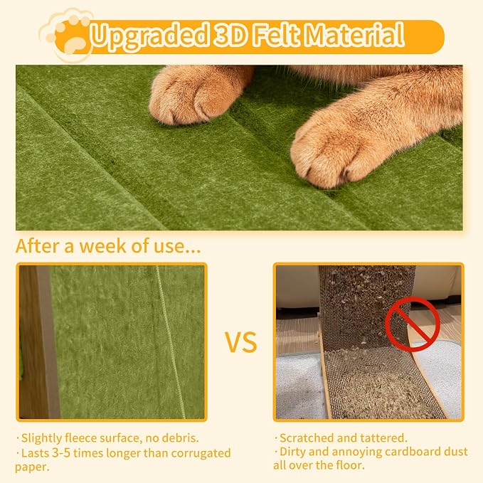 Felt Cat Scratcher for Indoor Cats,26.8 Inch,Green | L Shaped Scratching Post, Scratch Board Scratchers for Large Cat Scratch Pad Furniture Protector with Ball Kitten Toys - Image 2