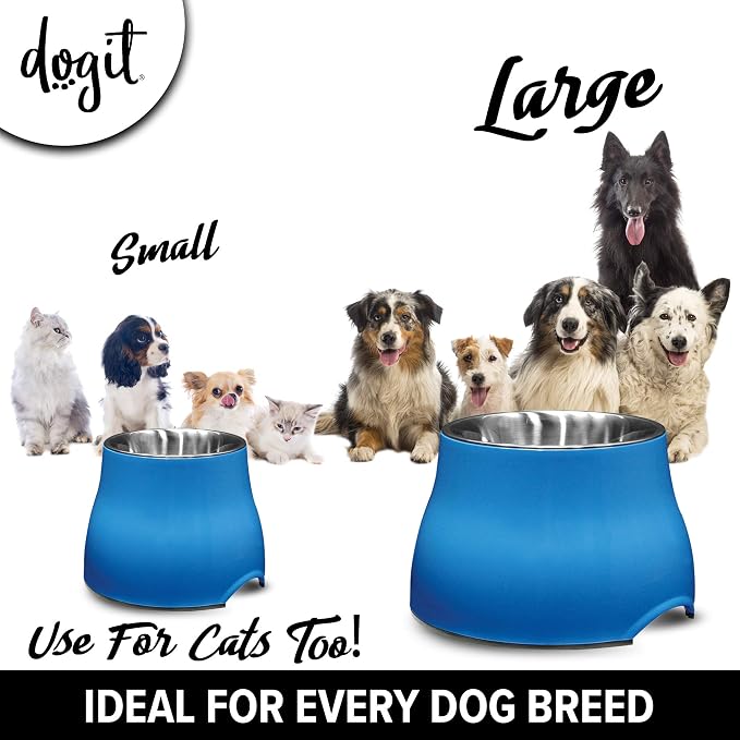 Dogit Elevated Dog Bowl, Stainless Steel Dog Food and Water Bowl for Small Dogs, Blue, 73743 - Image 7