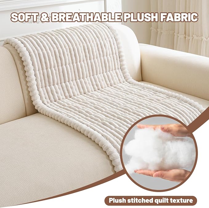 Couch Cover for Dogs Washable, Non Slip Soft Cozy Waterproof White | Pet Friendly, Fuzzy Durable Plush Thick Slipcovers for 3 Cushion Sofa Cover Protector Mat Bed Furniture Couches 27.6"x70.9" - Image 8