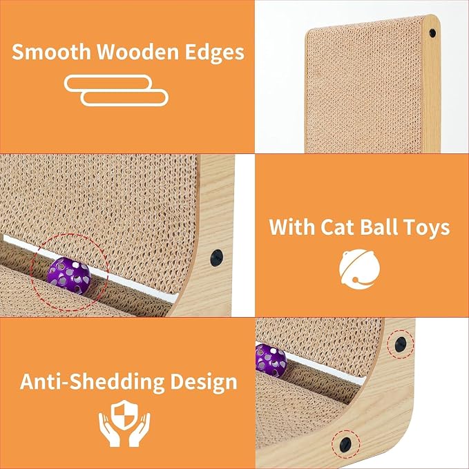 L Shaped Cat Scratcher for Indoor Cats, Cat Scratching, Cat Scratch Pad, 17 Inches Tall Scratching Post with Sturdy Base, Durable Cat Scratch Pad for Kittens & Adults, Furniture Protector - Image 3