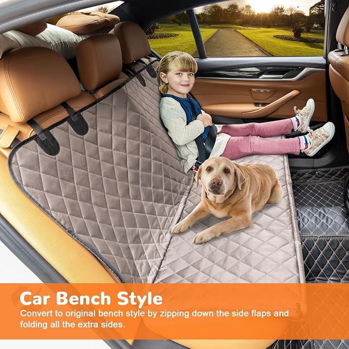 URPOWER XL Dog Seat Cover for Full-Size Truck Back Seat, Waterproof Hammock | 600D Oxford, Side Flaps with Zippers, Scratch Resistant, Non-Slip, Easy Install, Machine Washable, Dog Seat Belt Included - Image 3