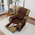 Reversible Chair Covers for Recliner Oversized, Brown/Beige | Recliner Oversized Covers for Living Room with Elastic Straps, Water Repellent, Chair Protectors Covers for Dogs by LuxshareHome