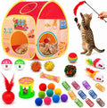 AILUKI 33PCS Cat Toys Variety Pack for Indoor Cats, Kitten Toys Cat Tunnel | Kitten Toys for Indoor Kittens Cat Toy Bundle Set with Feather Teaser Wand, Springs Balls Bell Mice & Interactive Cat Toys by AILUKI