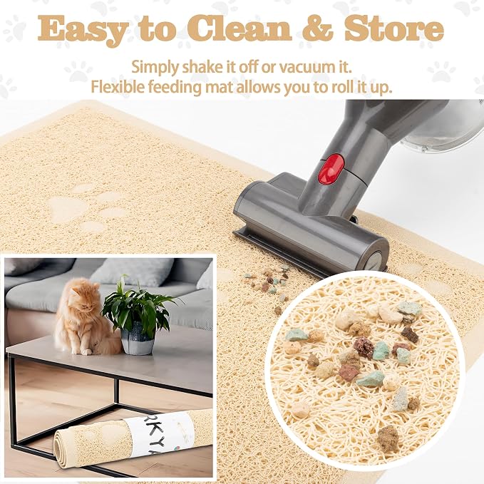 Darkyazi Cat Litter Box Mat for Floor Litter Trapping Mat Non-Slip Backing, Scatter Control, Easy Clean, Water Resistant, Soft on Paws (15.75" x 11.75",Beige) - Image 6