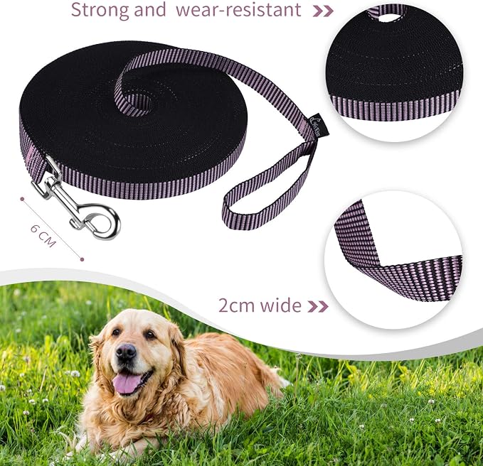 Hi Kiss Dog/Puppy Obedience Recall Training Agility Lead - 15ft 20ft 30ft 50ft 100ft Training Leash - Great for Training, Play, Camping, or Backyard(100ft,BL+PK) - Image 5