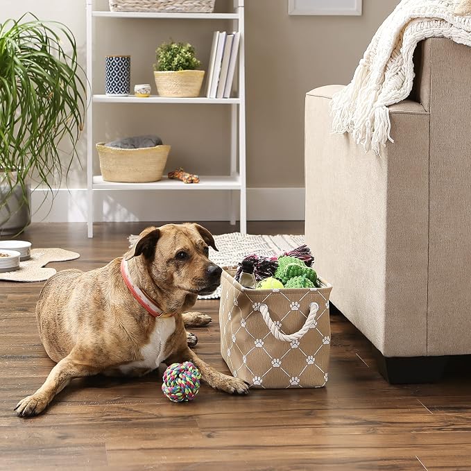 Bone Dry Pet Storage Paw and Bone, Trellis Collection, Small Rectangle, 14x8x9, Taupe - Image 5