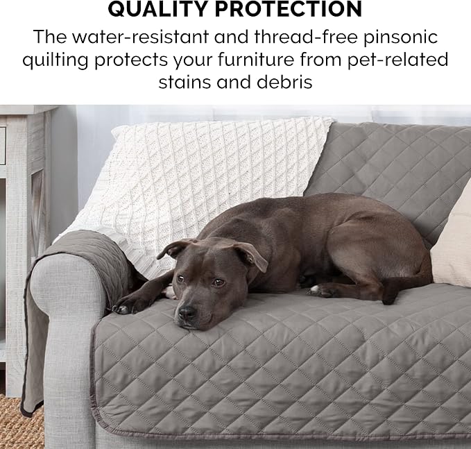 Furhaven Water-Resistant & Reversible Chair Cover Protector for Dogs, Cats, & Children - Two-Tone Pinsonic Quilted Living Room Furniture Cover - Gray/Mist, Chair - Image 10