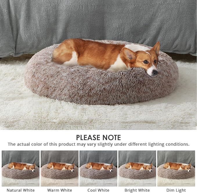 JOLLYVOGUE Dog & Cat Bed, Calming Anti-Anxiety Pet Bed for Small Dogs, Fluffy Donut Cushion for Small and Medium Pets (20") - Image 5