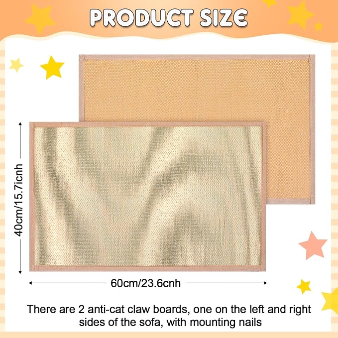 Newwiee 2 Pcs Cat Scratch Furniture Protector Mat Sofa Couch Protector for Cats Pet Scratching Pads for Couch, Sofa, Chair, Easy Installation(15.7 x 23.6 inch) - Image 2