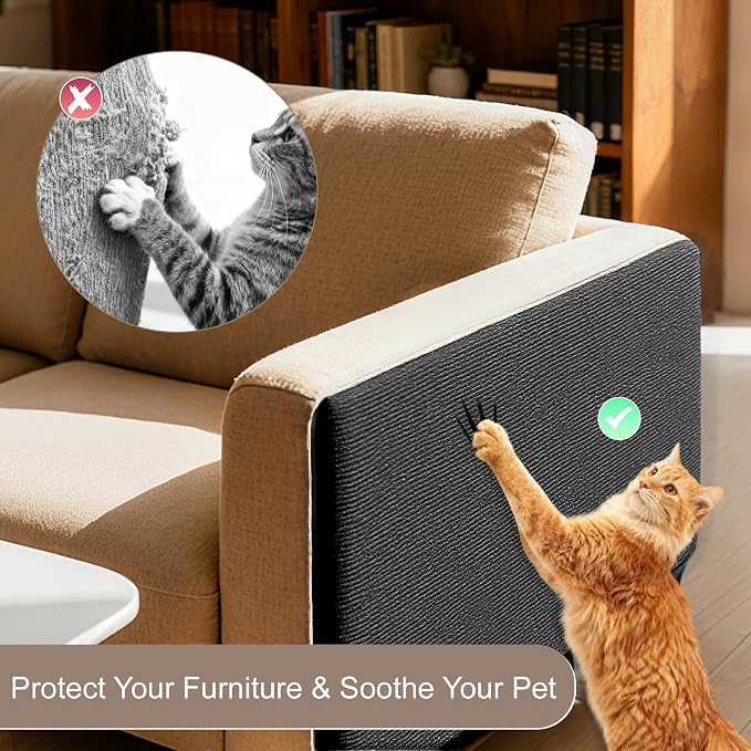 Cat Scratch Furniture Protector, Self-Adhesive Cat Scratcher Mat, Couch and Furniture Protector from Cat Claws, Black, 1 Set - Image 5