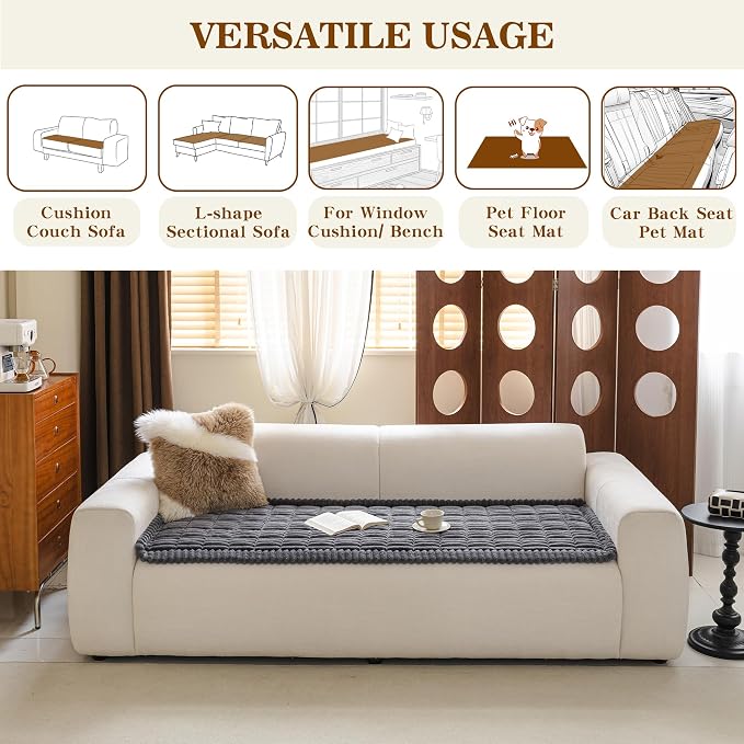 MYSKY HOME Couch Covers for Dogs, Non-Slip Sofa Cover, Dark Grey, 27.6x59in | Couch Covers for Sofa, Sofa Cover for Pets Washable, Soft & Thick Sofa Slipcovers, Love Seat Couch Cover, Furniture Protector - Image 4