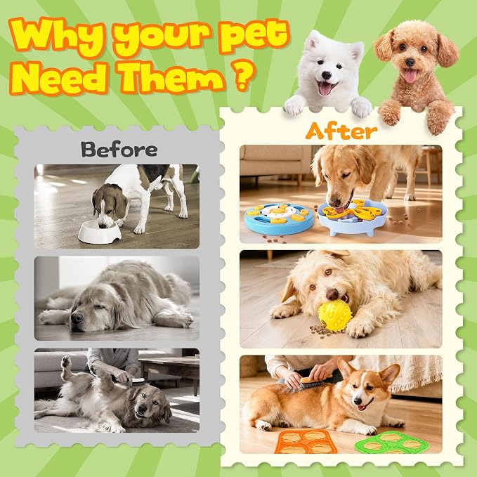 Forfon Slow Feeding Enrichment Set with Lick Mat & Puzzle Toy | Multi-Level Challenge, Mental Stimulation,Healthy Eating Habits,Puzzle Solving,Treat Play - Image 5